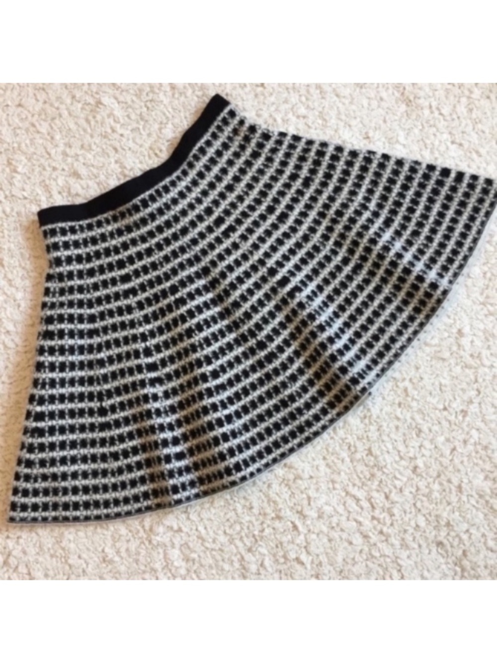 Olivia & Grace Plush Black and White Patterned A-Line Skirt Retro Size XL